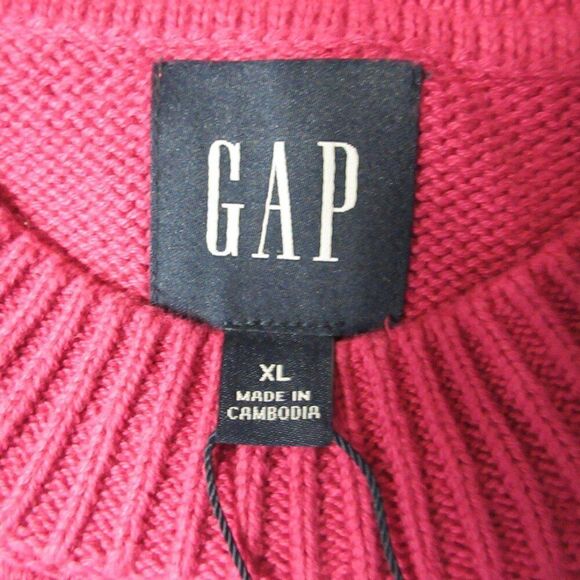GAP Crew Neck Cotton Sweater Sz XL 16 Fuchsia Pink Shirt Knit Top Side Slits NWT - Picture 6 of 12